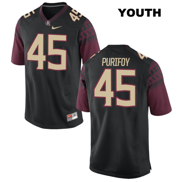 Youth NCAA Nike Florida State Seminoles #45 Delvin Purifoy College Black Stitched Authentic Football Jersey TDZ4769EG